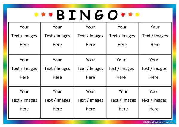educational bingo template